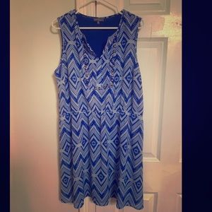 Blue and white diamond chevron summer dress